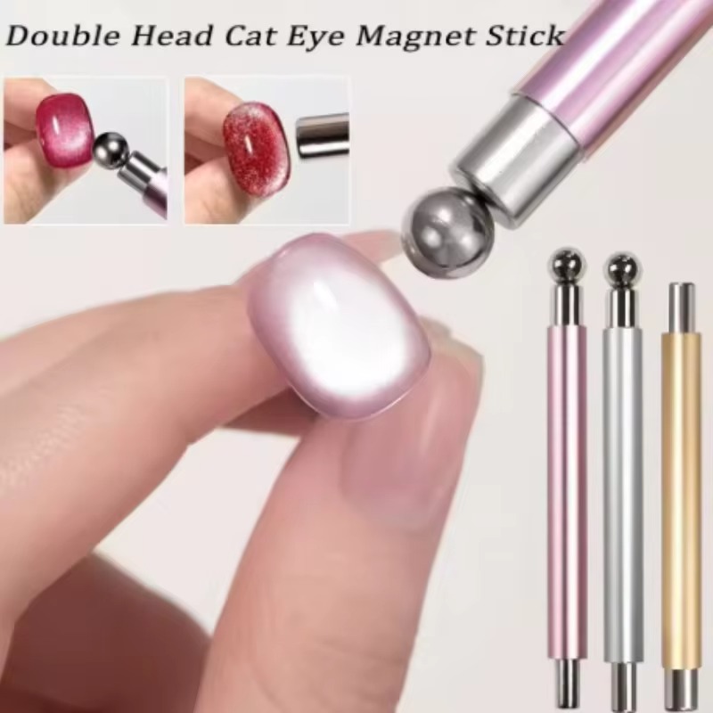 Sanding Stick Set - 1個入りネイルキャットアイマグネティックボールとネイルマグネティックスティックツールセット、円筒形UVジェルマグネットツール、両端ネイルデザインツール