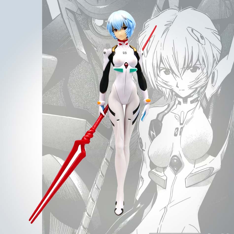 Model Kit Evangelion - 精巧な綾波レイのアクションフィギュア、ロングニウスの槍、エヴァンゲリオン、アニメ、PVC製コレクタブルオーナメント、デスクデコレーション