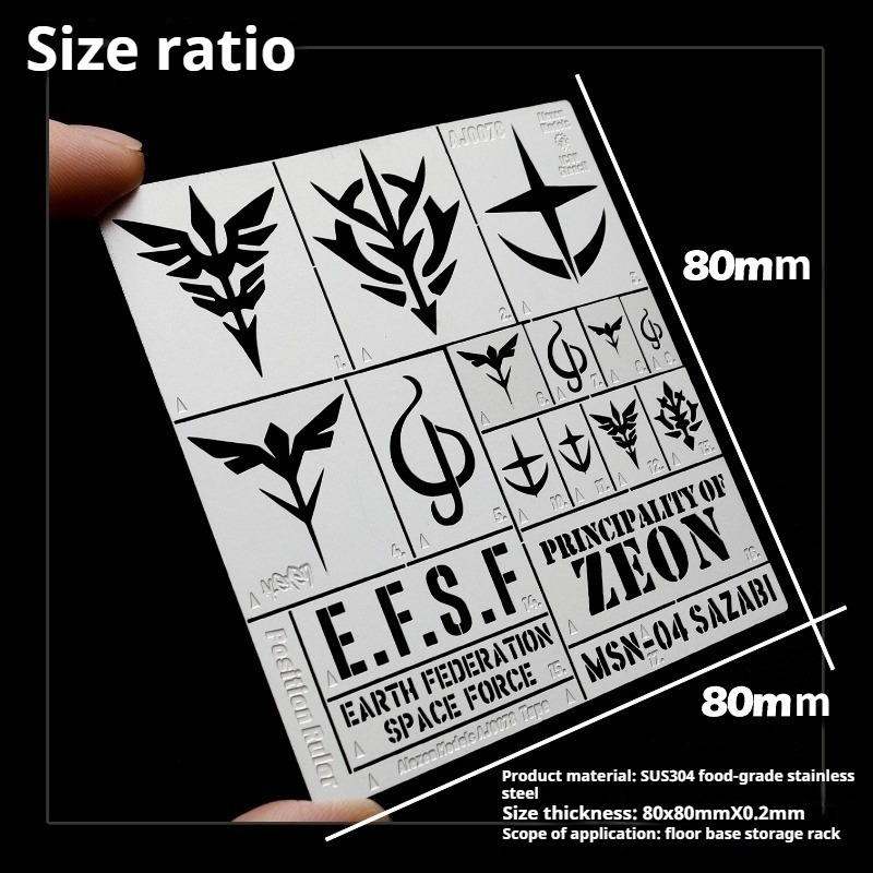 Model Kit Gundam Wing - Alexen AJ0078 ステンレス鋼エアブラシステンシル EFSF ZEON ザクロゴテンプレート
