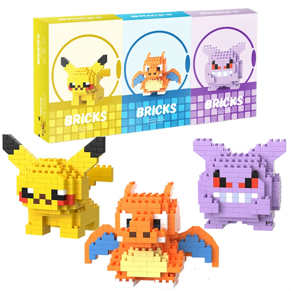 Model Kit Figures - ポケモンマイクロビルディングブロックピカチュウドラゴナイトゲンガーミニレンガモデルキットDIYおもちゃギフト子供向け