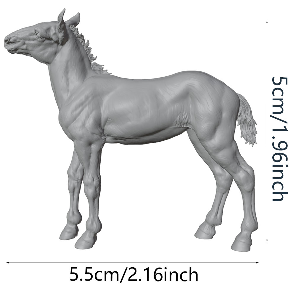 Model Kit Horse - 高精細プリント、リアルな馬のミニチュア樹脂製像、手作りモデルキット、3Dプリント、手塗りが必要な未塗装の樹脂製モデル、ミニチュアモデル。DIYの風景、クリエイティブなシーン、ミニチュアのディスプレイ、マクロ写真撮影に適しています。