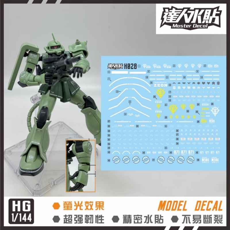 Model Kit Gundam Wing - マスターデカール H028 蛍光ウォータースライドデカール HG 1/144 MS-06