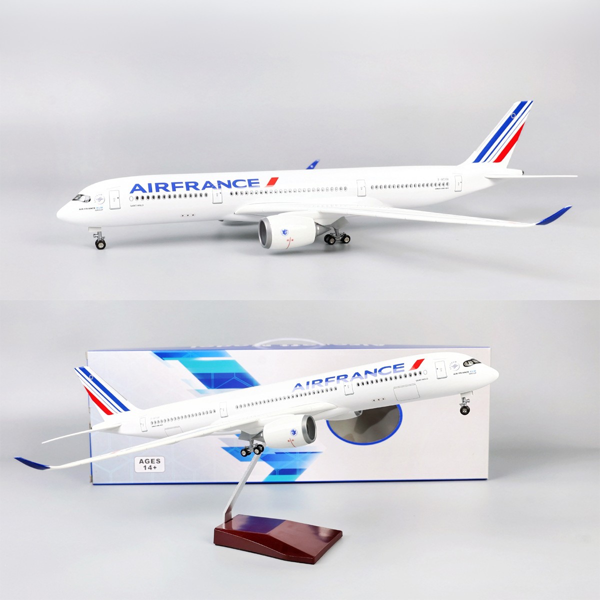 Model Kit Ixchel - 47 センチメートルエアフランス A350 モデル航空機着陸装置ホイール付き樹脂ダイキャストマシン収集モデル構築キット飛行機のおもちゃ