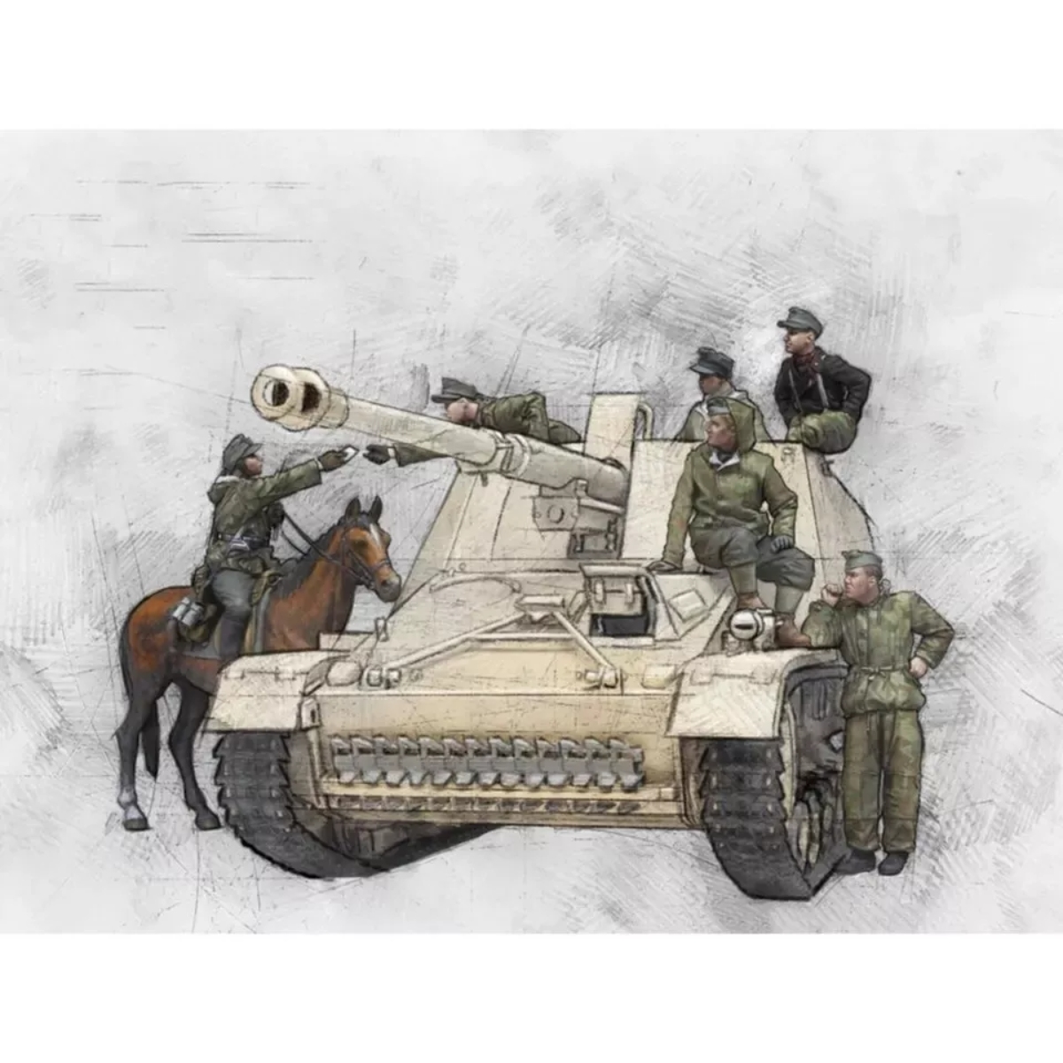 Model Kit Horse - 1/35 レジン兵士モデル GK ミリタリーテーマ (6 フィギュア