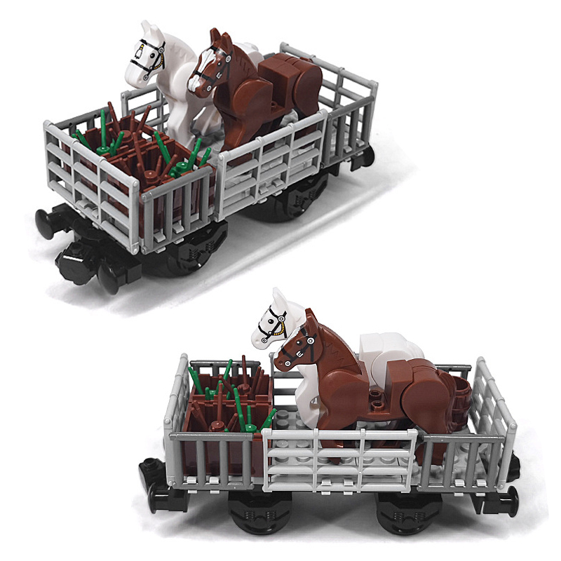 農場MOC動物専用列車車両ビルディングブロック牛羊豚馬輸送車 - Model Kit Horse のレビューと価格