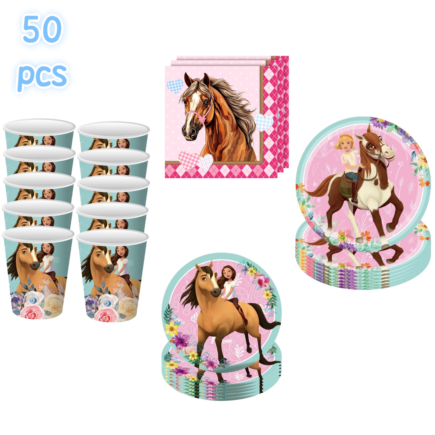 漫画スピリットスタリオン乗馬馬誕生日パーティーの装飾使い捨て - Model Kit Horse のレビューと価格