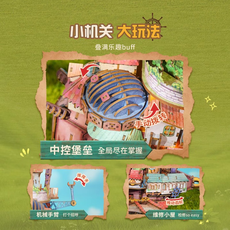 本物の旅行船ハウルの動く城木製パズルビルディングブロックジオ - Model Kit Ixchel のレビューと価格